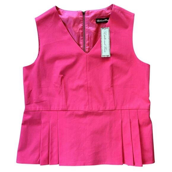 NWT Estelle and Finn Sleeveless Pleated Lined Fuchsia Pink Top Women's 6 - Picture 1 of 8